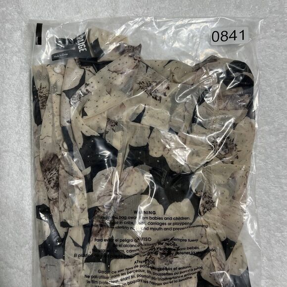 PAIGE Floral Sheer Tie Neck Blouse Women’s L Multi Romantic Swiss Dot - Picture 15 of 15